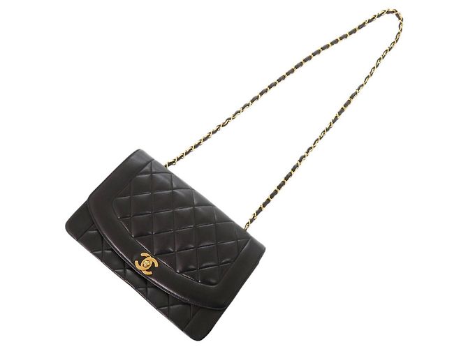 Borsa a tracolla Chanel Diana 25 Medium in agnello Nero - vista 8