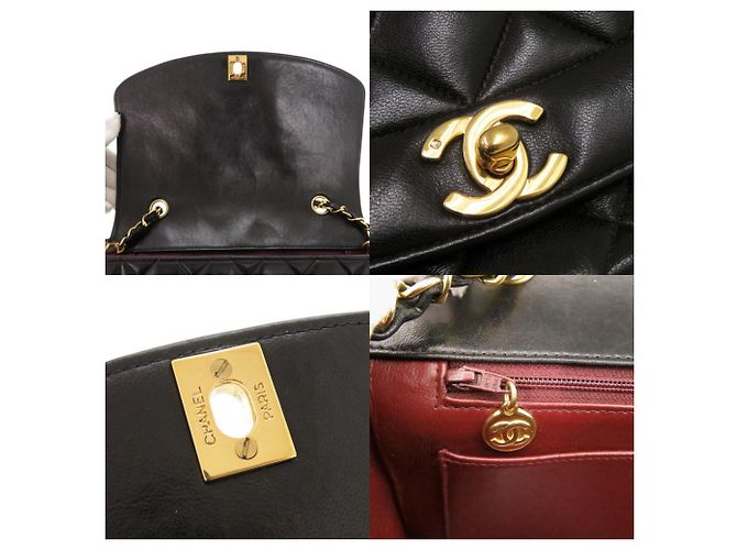 Borsa a tracolla Chanel Diana 25 Medium in agnello Nero - vista 9