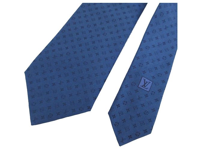 Cravatta in seta Neo Monogram Missime Louis Vuitton Blu - vista 4