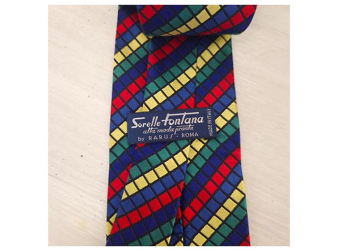 Autre Marque Cravatta in seta Sorelle Fontana anni 70 Multicolore - vista 5