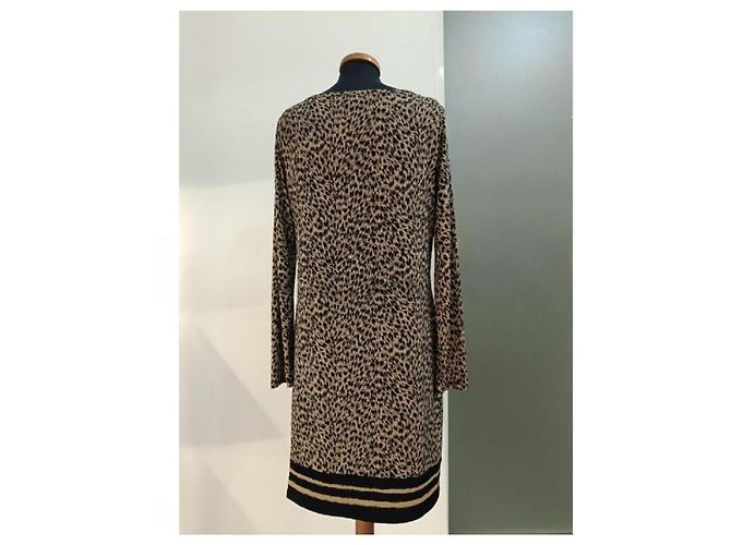 Vestido Michael Kors estampado de leopardo manga larga Castaño Negro - vista 2