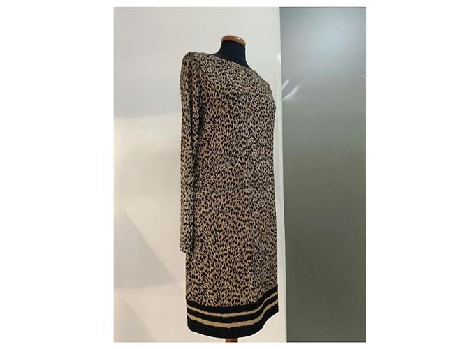 Vestido Michael Kors estampado de leopardo manga larga Castaño Negro - vista 3