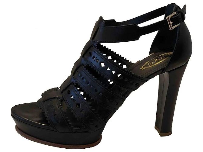 Tod's Sandalias de Plataforma en Cuir Negro - vista 2