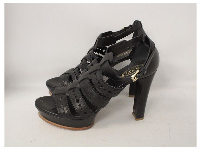 Tod's Sandalias de Plataforma en Cuir Negro - vista 6