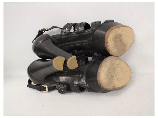 Tod's Sandalias de Plataforma en Cuir Negro - vista 9