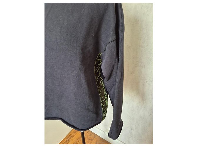 Bellerose Voka Sweatshirt mit Samteinsätzen - Schwarz Grün - Ansicht 2