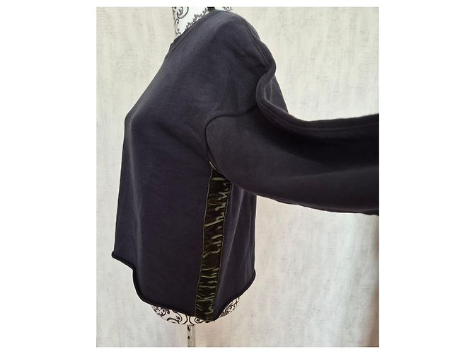 Bellerose Voka Sweatshirt mit Samteinsätzen - Schwarz Grün - Ansicht 3