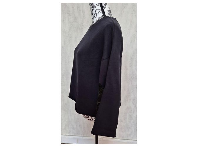 Bellerose Voka Sweatshirt mit Samteinsätzen - Schwarz Grün - Ansicht 4