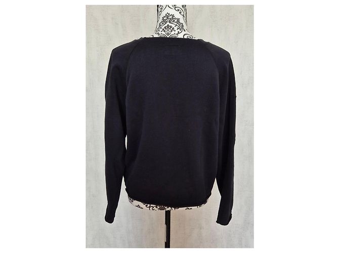 Bellerose Voka Sweatshirt mit Samteinsätzen - Schwarz Grün - Ansicht 5