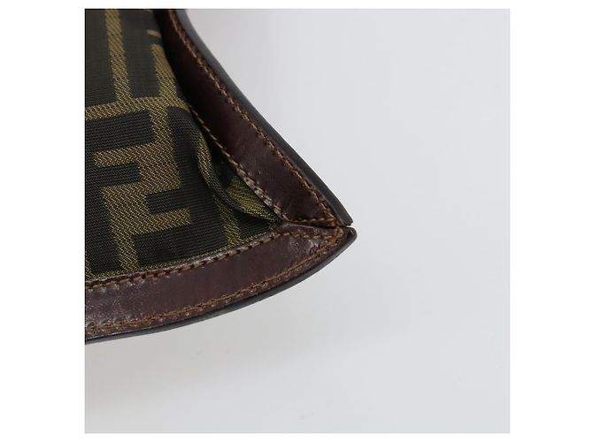 Pochette FENDI Zucca Canvas Nero Oro Auth 183171 D'oro - vista 10