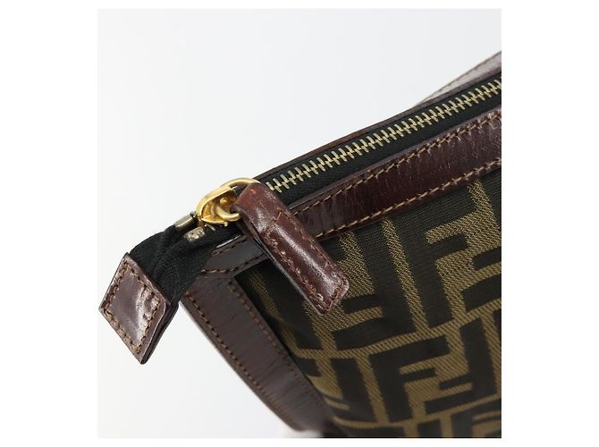 Pochette FENDI Zucca Canvas Nero Oro Auth 183171 D'oro - vista 12