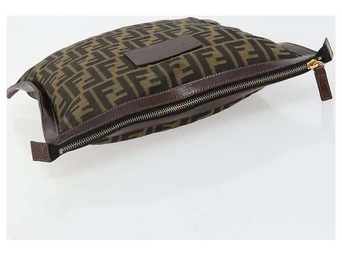 Pochette FENDI Zucca Canvas Nero Oro Auth 183171 D'oro - vista 6