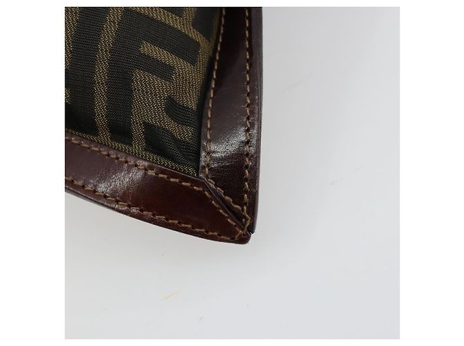 Pochette FENDI Zucca Canvas Nero Oro Auth 183171 D'oro - vista 8
