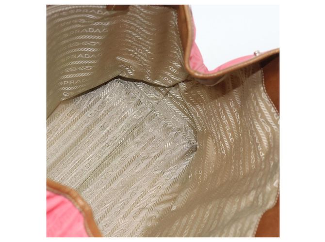 Borsa Tote PRADA in pelle e nylon rosa argento Auth 183896V - vista 19