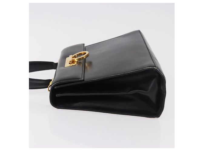 Borsa a Mano Salvatore Ferragamo Gancini in Pelle Nera e Oro Auth 183947 Nero D'oro - vista 5