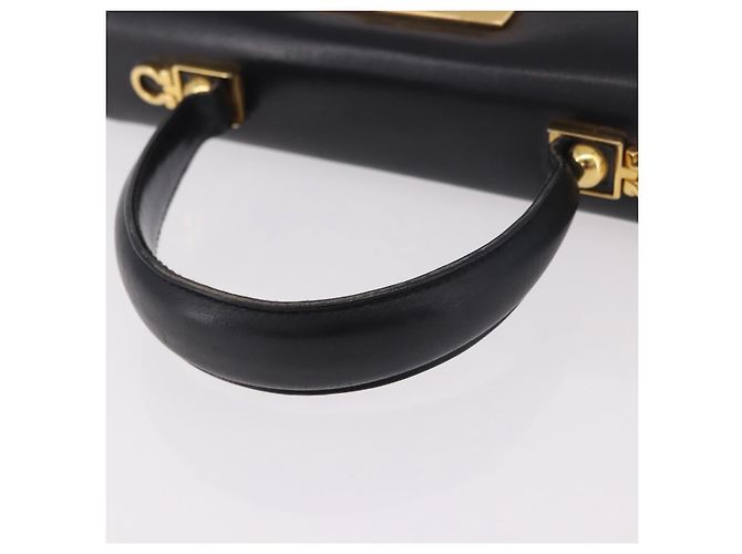 Borsa a Mano Salvatore Ferragamo Gancini in Pelle Nera e Oro Auth 183947 Nero D'oro - vista 7