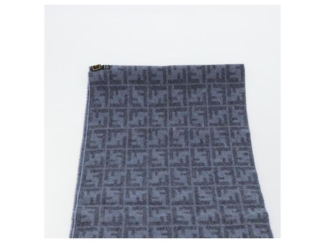 FENDI Sciarpa Zucca in lana blu Auth am11772A - vista 12