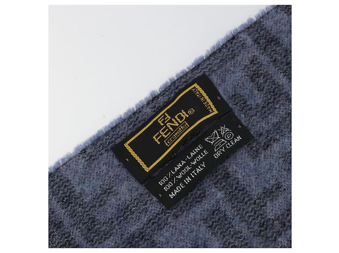 FENDI Sciarpa Zucca in lana blu Auth am11772A - vista 14