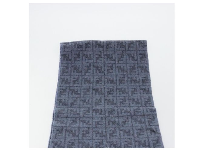 FENDI Sciarpa Zucca in lana blu Auth am11772A - vista 3