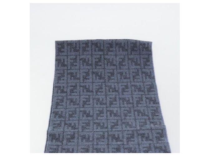 FENDI Sciarpa Zucca in lana blu Auth am11772A - vista 9