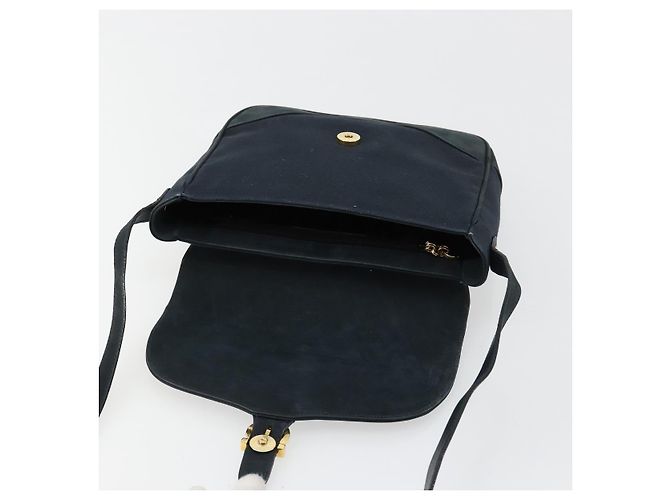 Borsa a tracolla Salvatore Ferragamo Gancini in scamosciato blu navy e oro Autentica 182997 - vista 15