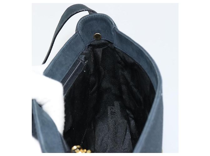 Borsa a tracolla Salvatore Ferragamo Gancini in scamosciato blu navy e oro Autentica 182997 - vista 18