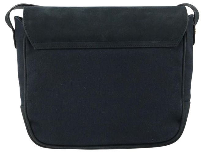 Borsa a tracolla Salvatore Ferragamo Gancini in scamosciato blu navy e oro Autentica 182997 - vista 3