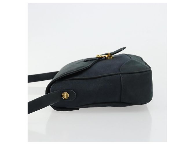 Borsa a tracolla Salvatore Ferragamo Gancini in scamosciato blu navy e oro Autentica 182997 - vista 5
