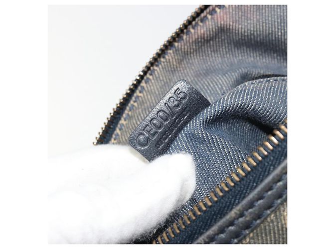 Céline Bolso de hombro CELINE Paris Macadam Canvas Denim Gris Plata Auth 182647A Castaño - vista 23