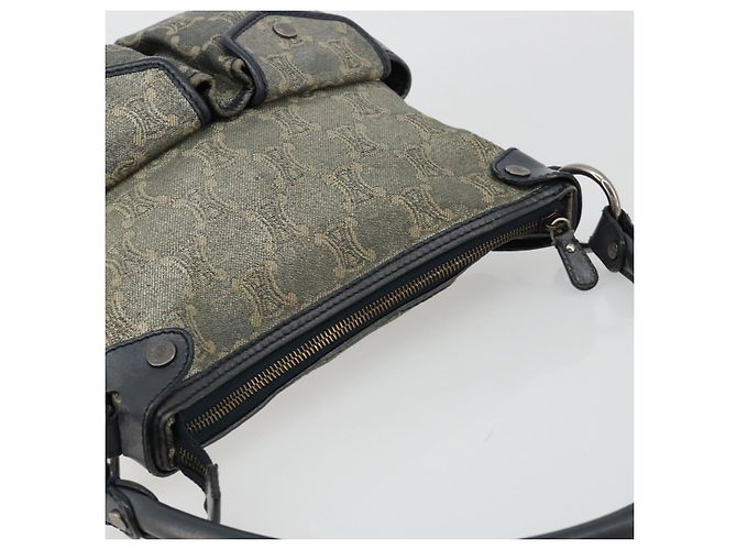 Céline Bolso de hombro CELINE Paris Macadam Canvas Denim Gris Plata Auth 182647A Castaño - vista 6