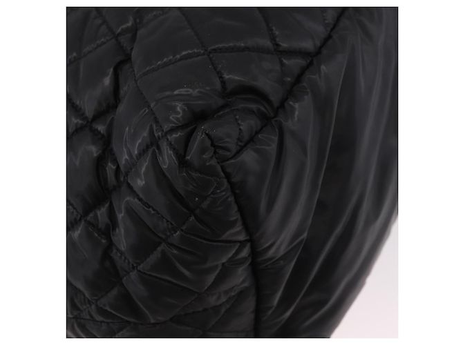 Borsa Tote CHANEL Cococoon Nylon Nero Silver CC Auth BA13097 Argento - vista 13