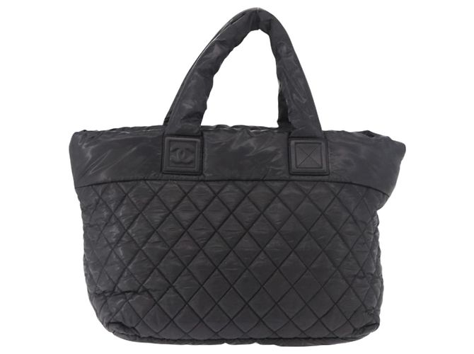 Borsa Tote CHANEL Cococoon Nylon Nero Silver CC Auth BA13097 Argento - vista 3