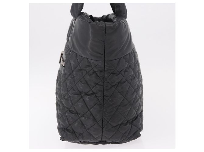 Borsa Tote CHANEL Cococoon Nylon Nero Silver CC Auth BA13097 Argento - vista 4