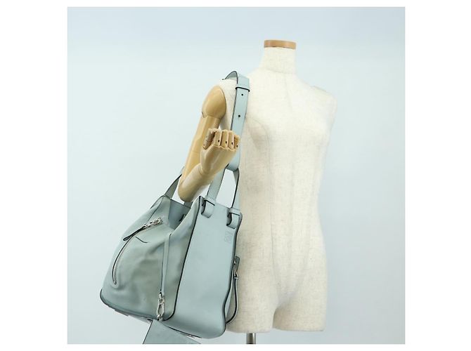 Borsa a mano LOEWE Hammock Medium in pelle 2way Light Blue Silver Auth 182026V Argento Blu chiaro - vista 30