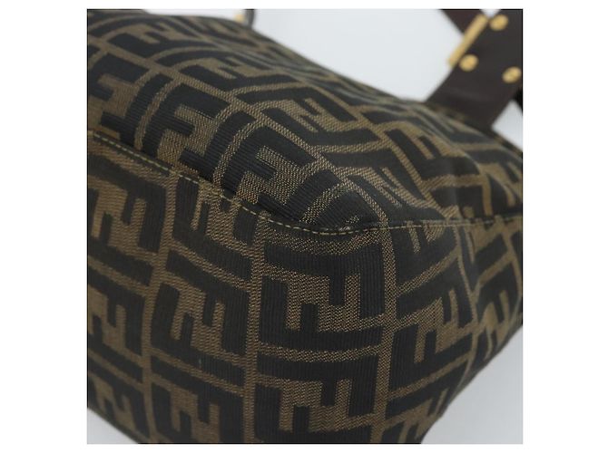 FENDI Zucca Canvas Mamma Baguette Shoulder Bag Black Brown Auth 183031V Marrone Nero - vista 10