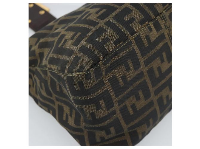 FENDI Zucca Canvas Mamma Baguette Shoulder Bag Black Brown Auth 183031V Marrone Nero - vista 11