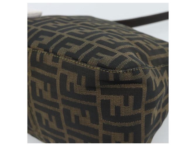 FENDI Zucca Canvas Mamma Baguette Shoulder Bag Black Brown Auth 183031V Marrone Nero - vista 12