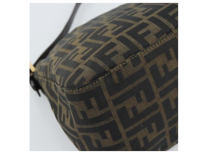 FENDI Zucca Canvas Mamma Baguette Shoulder Bag Black Brown Auth 183031V Marrone Nero - vista 13
