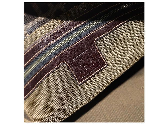 FENDI Zucca Canvas Mamma Baguette Shoulder Bag Black Brown Auth 183031V Marrone Nero - vista 15