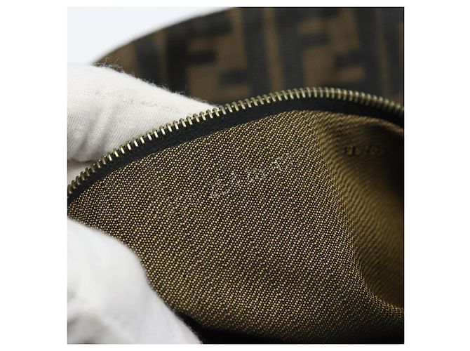 FENDI Zucca Canvas Mamma Baguette Shoulder Bag Black Brown Auth 183031V Marrone Nero - vista 21