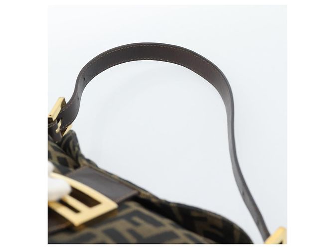 FENDI Zucca Canvas Mamma Baguette Shoulder Bag Black Brown Auth 183031V Marrone Nero - vista 8