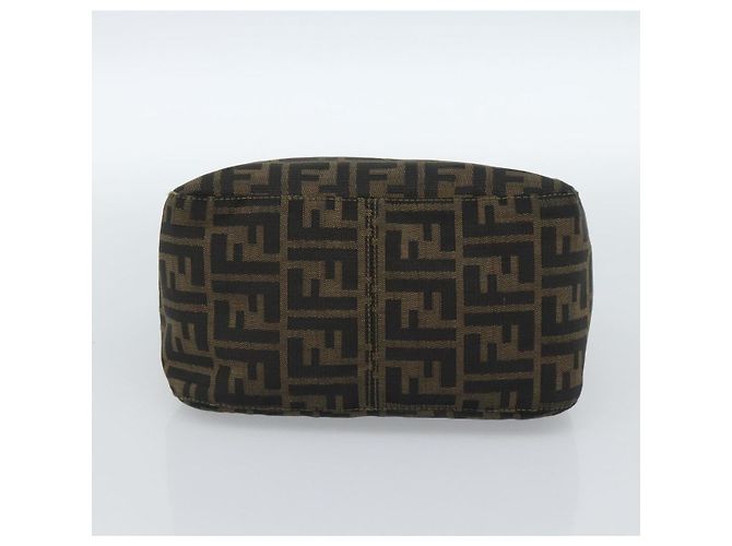 FENDI Zucca Canvas Mamma Baguette Shoulder Bag Black Brown Auth 183031V Marrone Nero - vista 9