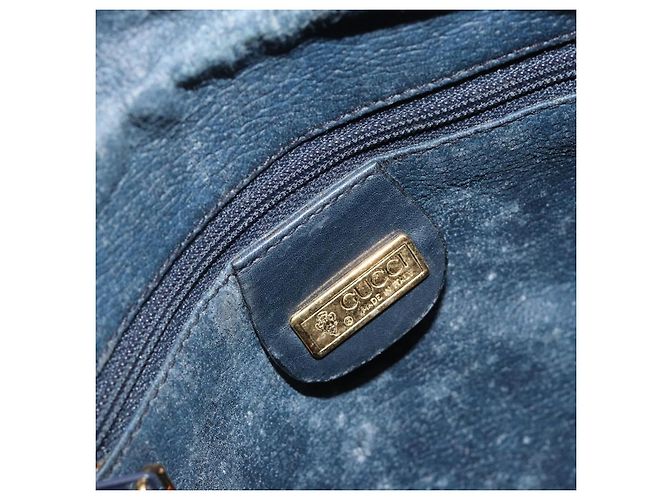 GUCCI Micro GG Supreme Old Shoulder Bag PVC Navy Gold 007 904 0014 Auth am11745 D'oro Blu navy - vista 15