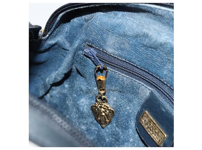 GUCCI Micro GG Supreme Old Shoulder Bag PVC Navy Gold 007 904 0014 Auth am11745 D'oro Blu navy - vista 19