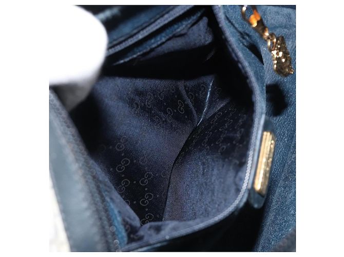 GUCCI Micro GG Supreme Old Shoulder Bag PVC Navy Gold 007 904 0014 Auth am11745 D'oro Blu navy - vista 20