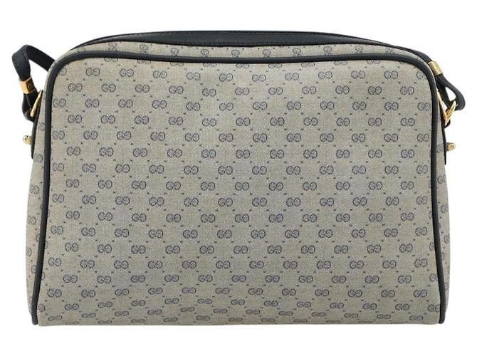 GUCCI Micro GG Supreme Old Shoulder Bag PVC Navy Gold 007 904 0014 Auth am11745 D'oro Blu navy - vista 3