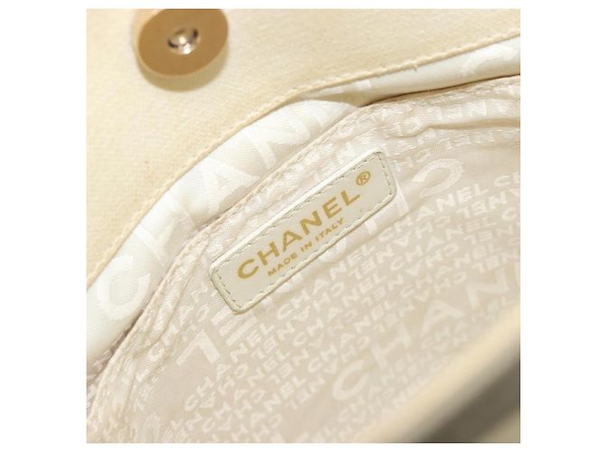 CHANEL Window line Tote Bag Canvas Beige Gold CC Auth 183024 Golden - Ansicht 14