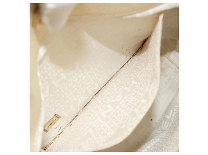 CHANEL Window line Tote Bag Canvas Beige Gold CC Auth 183024 Golden - Ansicht 18