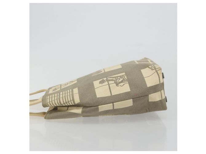 CHANEL Window line Tote Bag Canvas Beige Gold CC Auth 183024 Golden - Ansicht 5