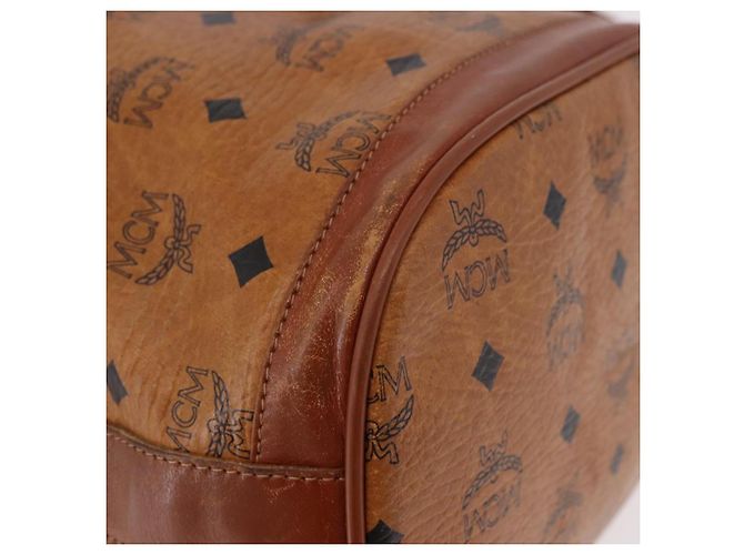 Borsa a Spalla MCM Vicetos Logogram PVC Pelle Marrone Oro Auth 183974 D'oro - vista 10